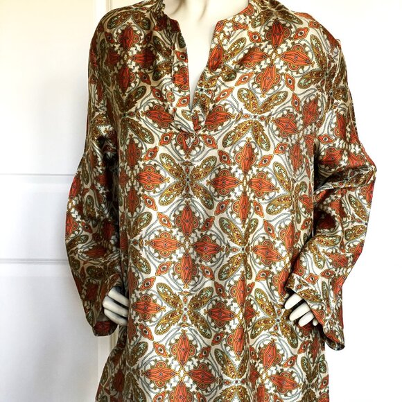 NEW CHICO'S SILK MULTICOLOR PAISLEY PRINT TUNIC BLOUSE SIZE: 22 - Picture 3 of 7